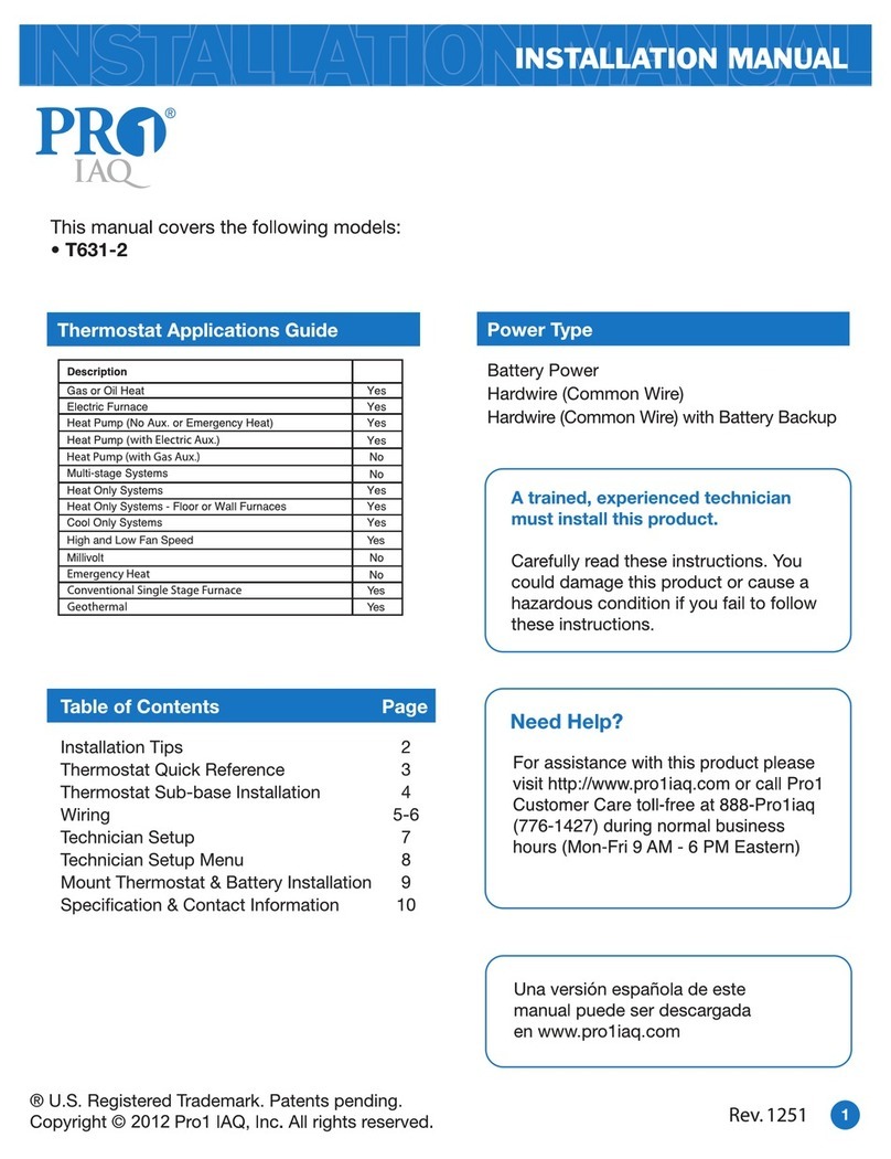 Pro 1 IAQ T631-2 installation manual
