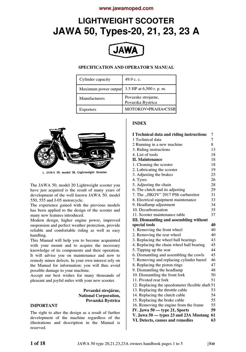 JAWA 50 Specification and operator's manual