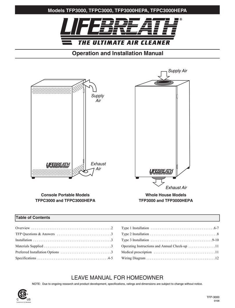Lifebreath Lifebreath TFP3000 installation instructions