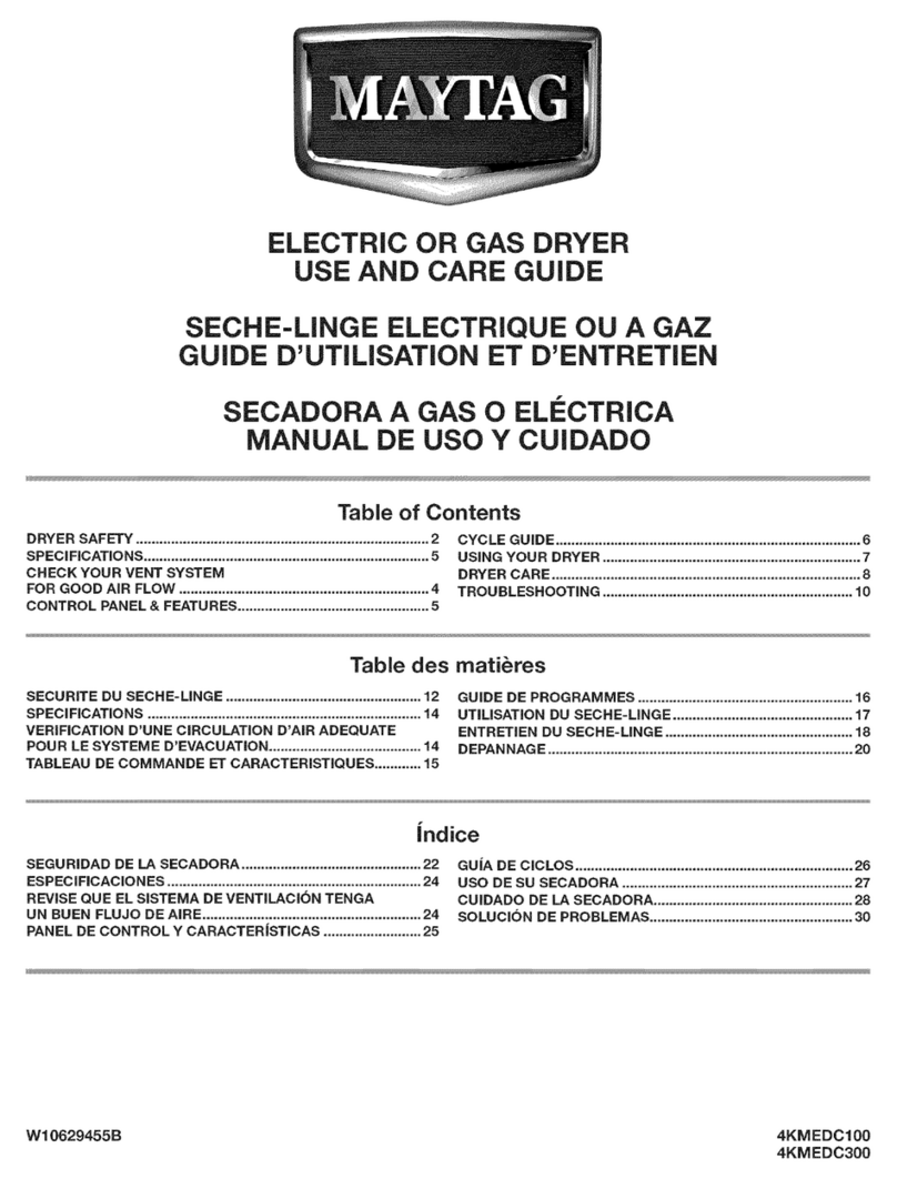 Maytag 4KMEDC100 Use and care guide
