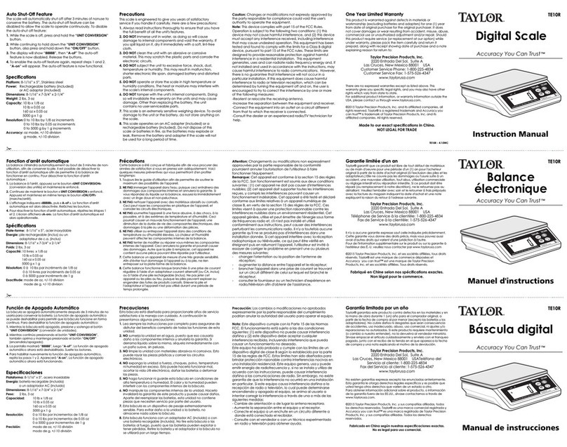Taylor Accuracy You Can Trust TE10R User manual