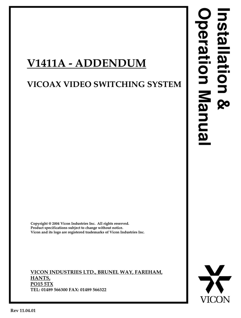 Vicon V1411A - ADDENDUM Installation & operation manual Vicon V1411A - ADDENDUM Installation & operation manual