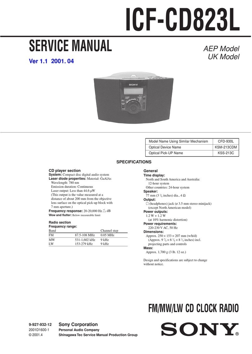 Sony Dream Machine ICF-CD823L Service manual