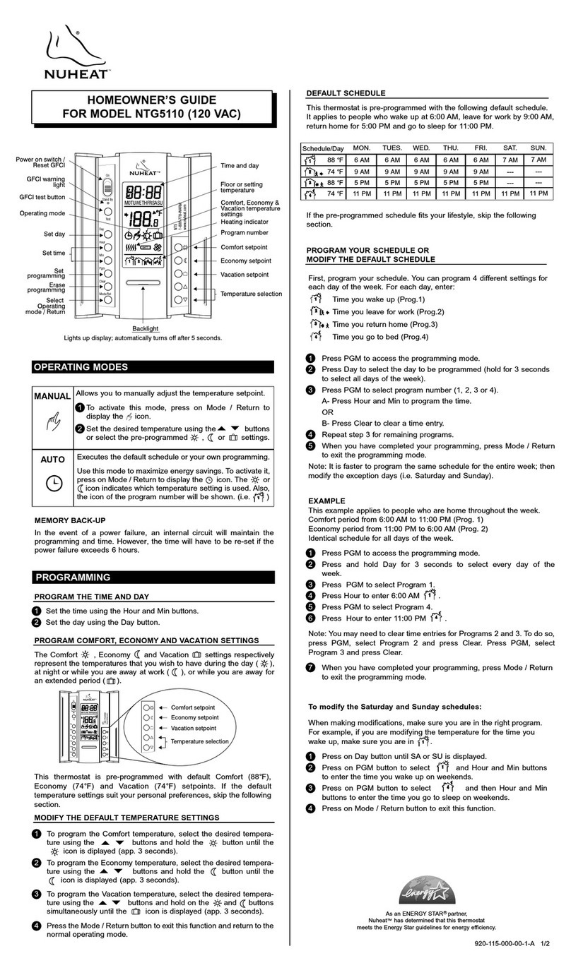 Nu-Heat NTG5110 Homeowner's guide