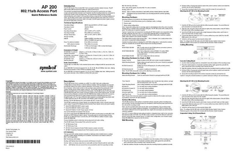 Symbol AP 200 Quick reference guide