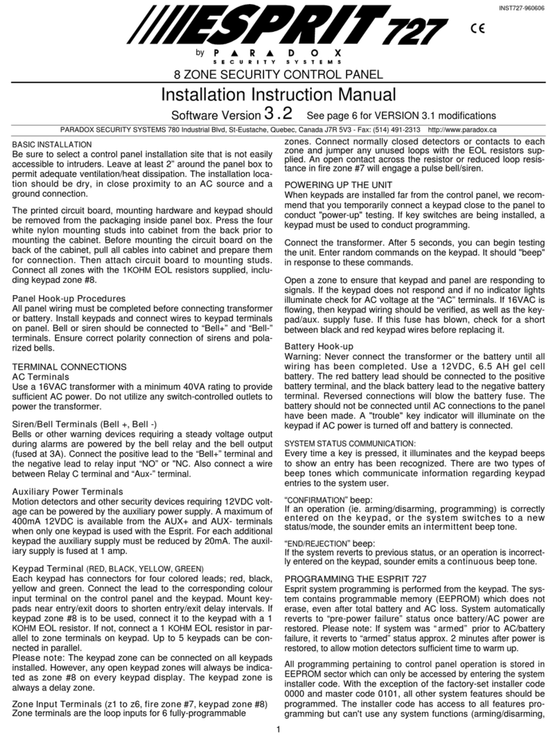 Paradox Esprit 727 Service manual