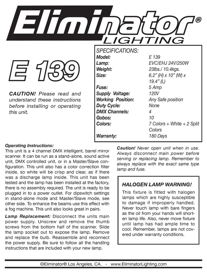 Eliminator Lighting e 139 operating instructions
