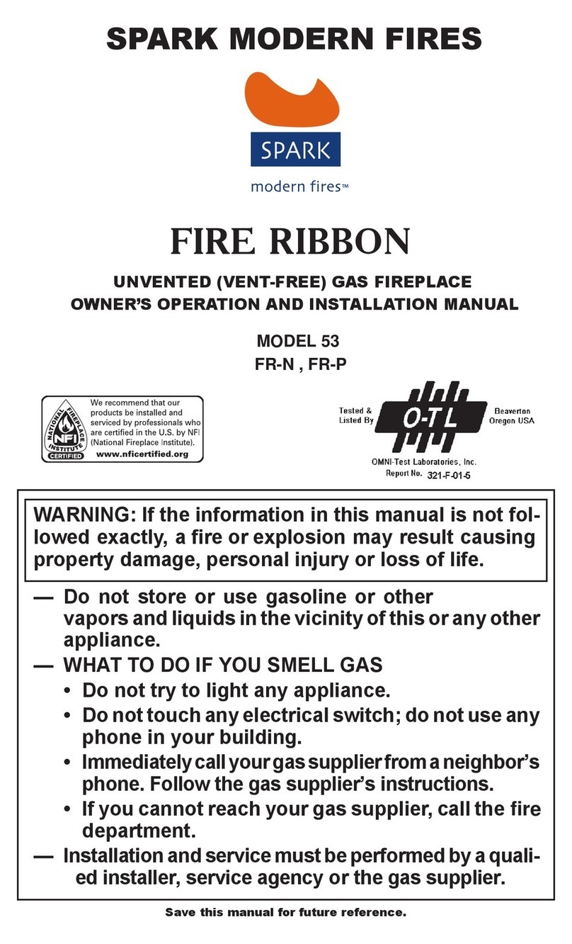 Spark modern fires FIRE RIBBON 53 FR-N OWNER'S OPERATION AND INSTALLATION MANUAL Spark modern fires FIRE RIBBON 53 FR-N OWNER'S OPERATION AND INSTALLATION MANUAL