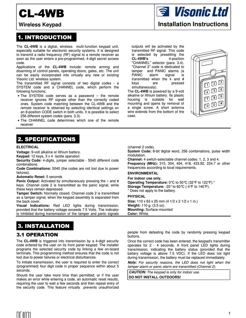 Visonic CL-4WB User manual