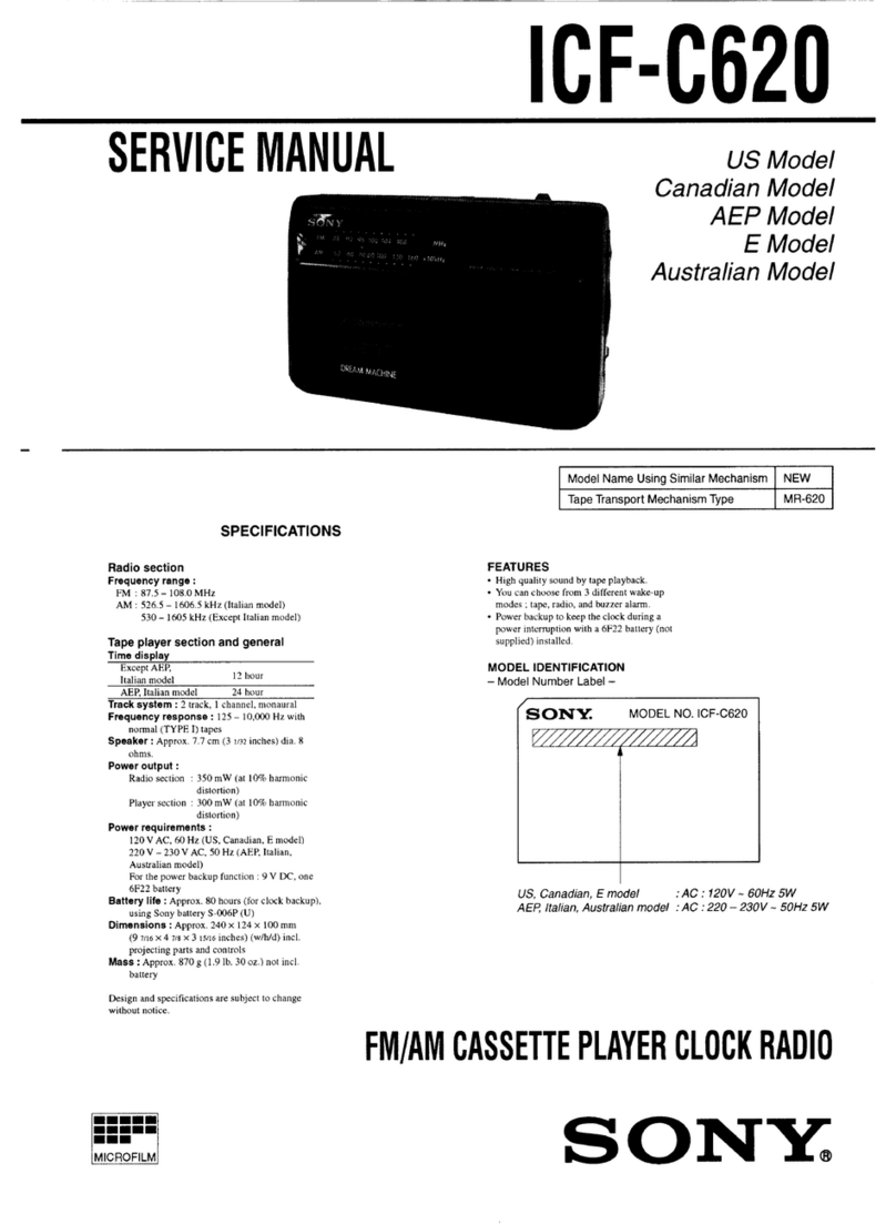 Sony Dream Machine ICF-C620 User manual