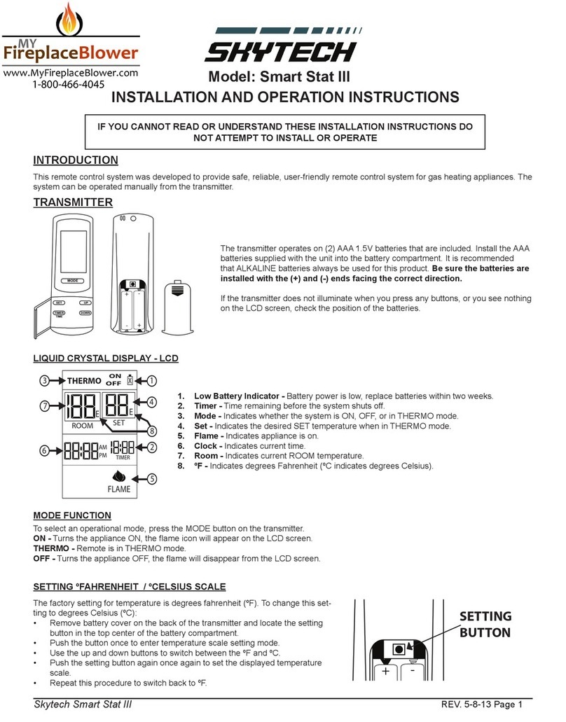 Skytech Smart Stat III Installation and operation instructions Skytech Smart Stat III Installation and operation instructions