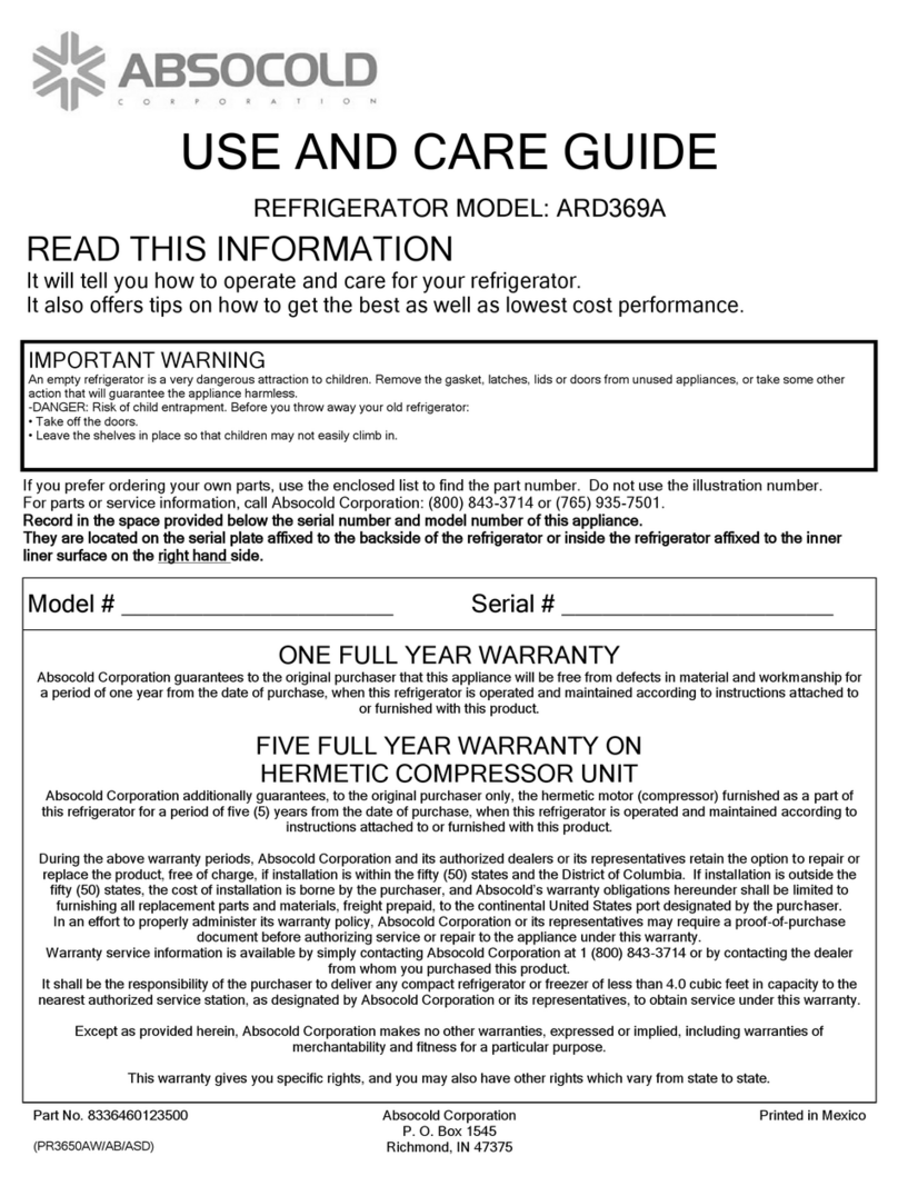 Absocold Corp ARD369A User manual Absocold Corp ARD369A User manual