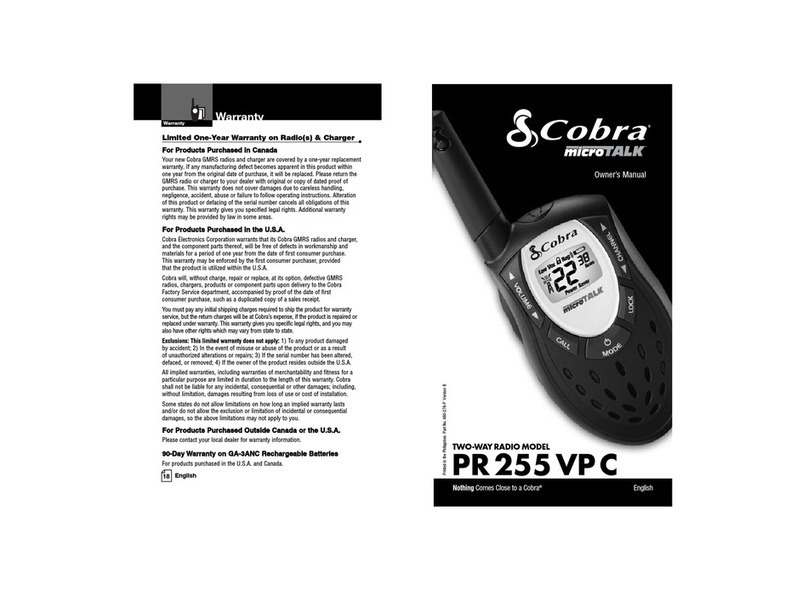 Cobra PR 255 VP owner's manual