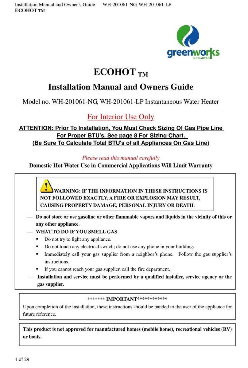 GreenWorks WH-201061-NG Installation manual and owner's guide GreenWorks WH-201061-NG Installation manual and owner's guide