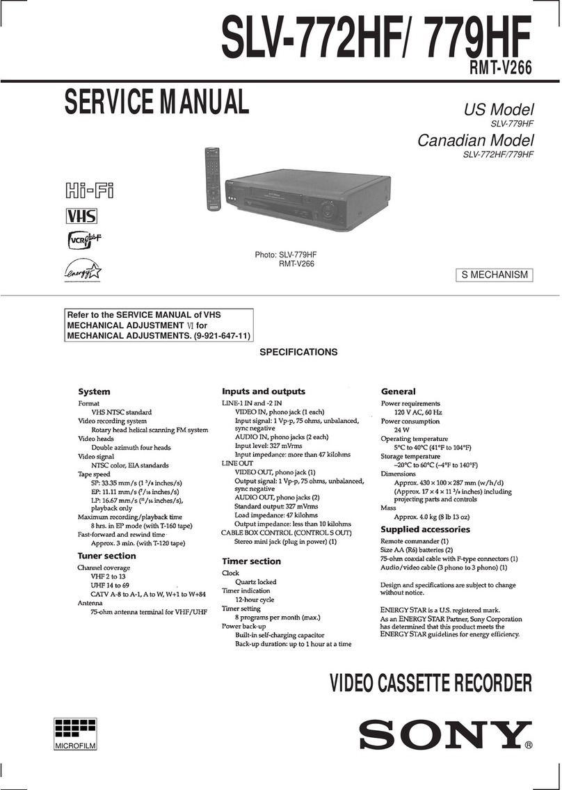 Sony SLV-772HF - Video Cassette Recorder User manual