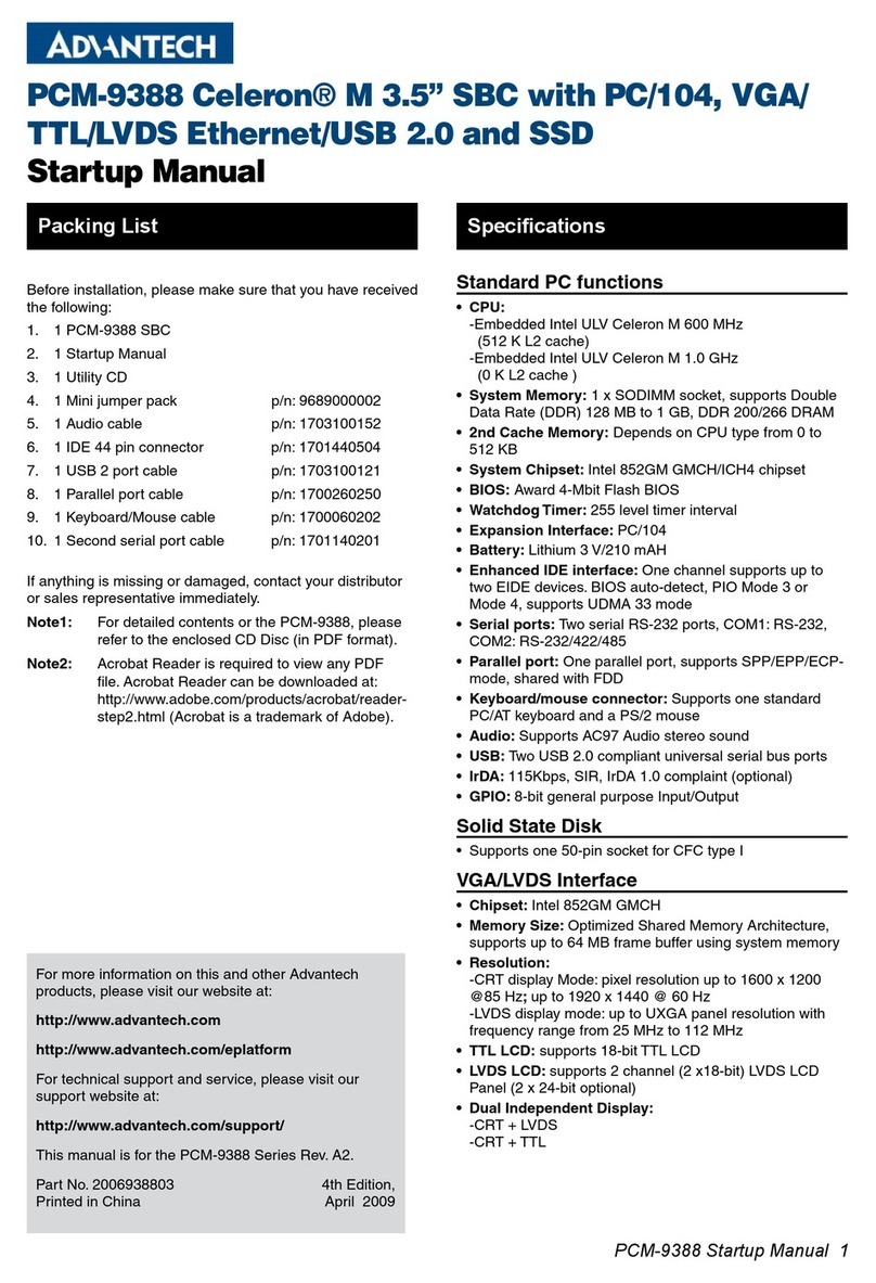 Advantech PCM-9388 Installation and operation manual