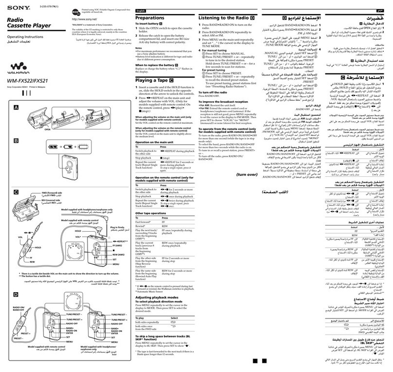 Sony Walkman WM-FX522 User manual