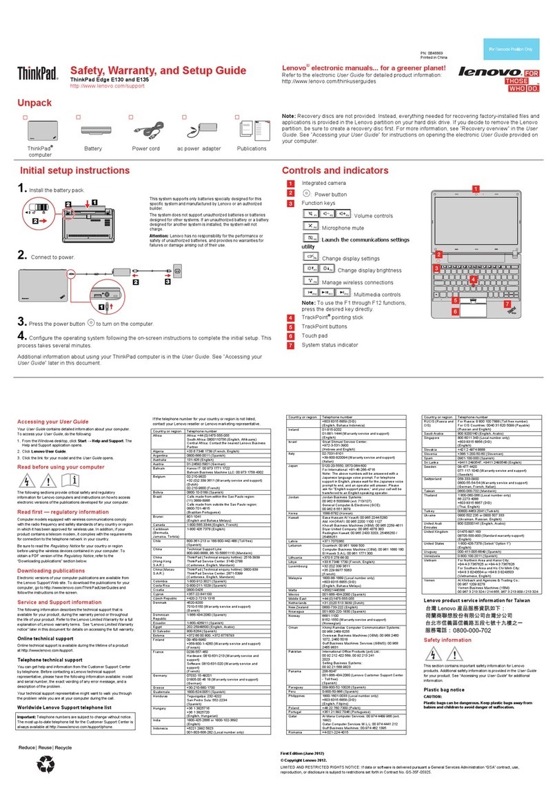 Lenovo ThinkPad Edge E130 User manual Lenovo ThinkPad Edge E130 User manual