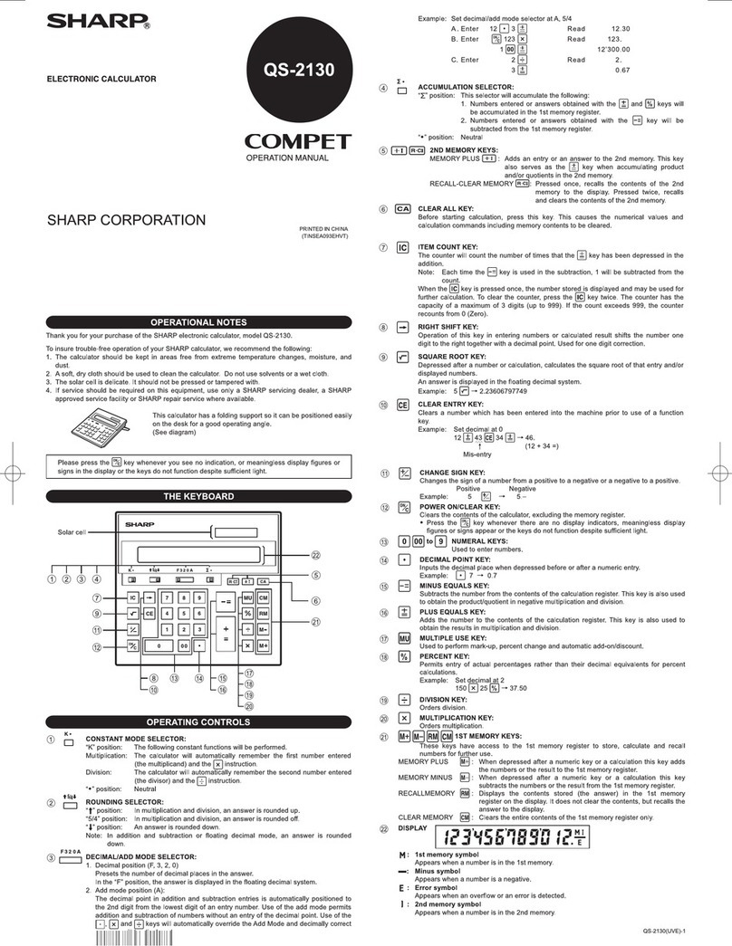 Sharp COMPET QS-2130 User manual