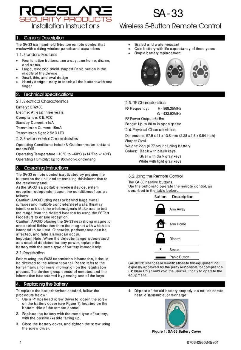 Rosslare SA-33 installation instructions