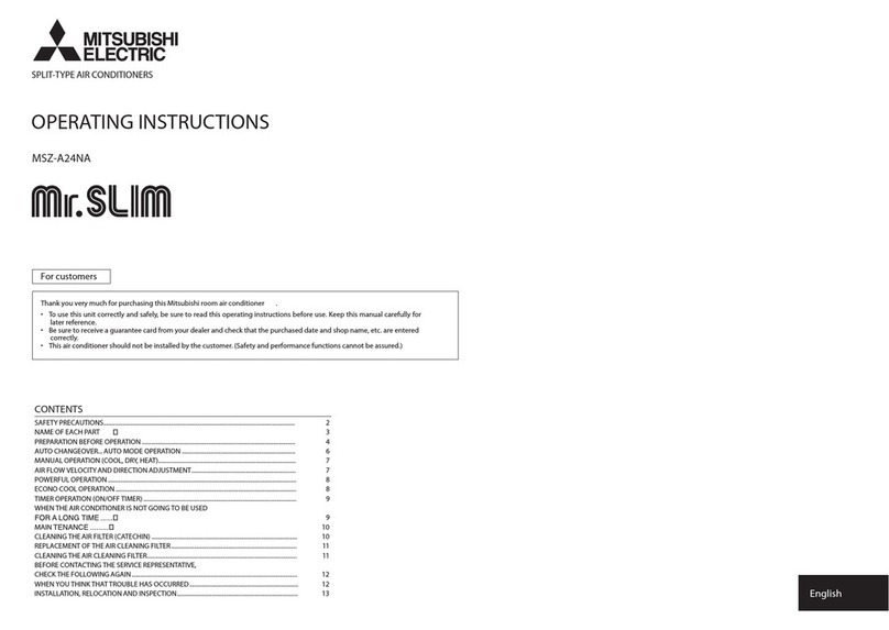 Mitsubishi Electric Mr.Slim MSZ-A24NA User manual Mitsubishi Electric Mr.Slim MSZ-A24NA User manual