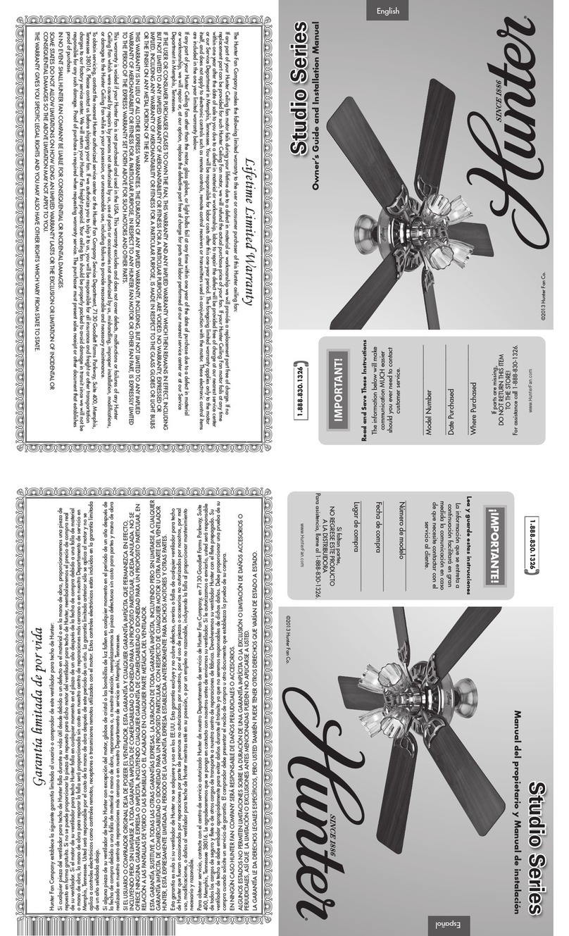 Hunter Studio Series Instruction manual Hunter Studio Series Instruction manual