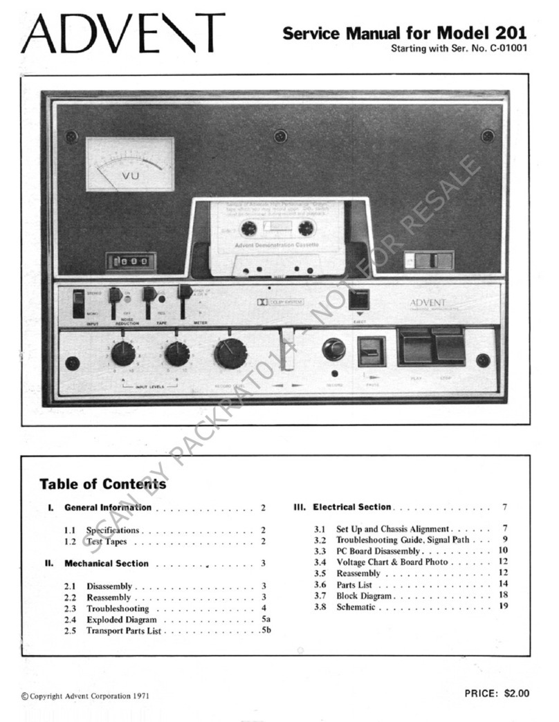 Advent 201 Service manual