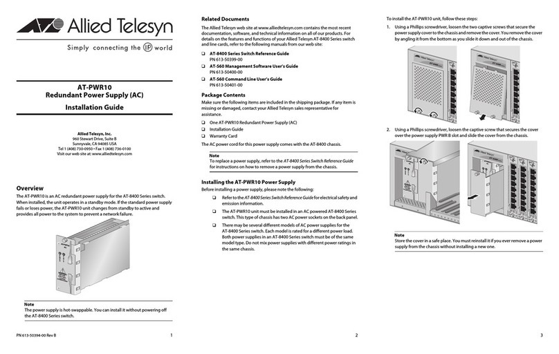 Allied Telesis AT-PWR10 User manual