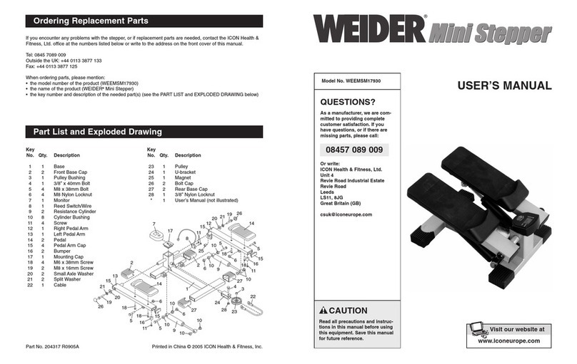 Weider Mini Stepper WEEMSM17930 User manual