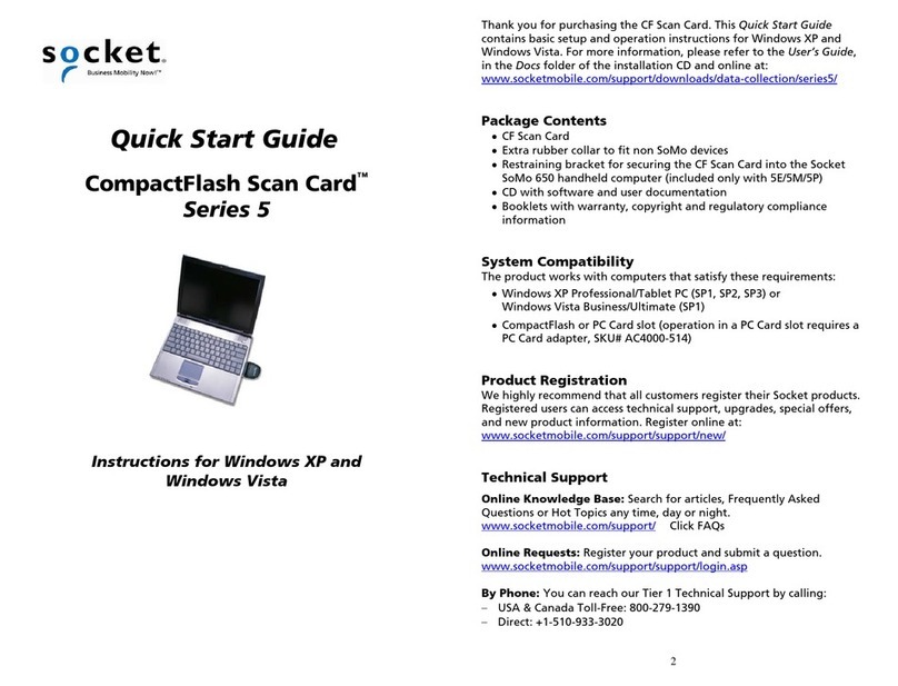 Socket CompactFlash Scan Card Series 5 quick start guide