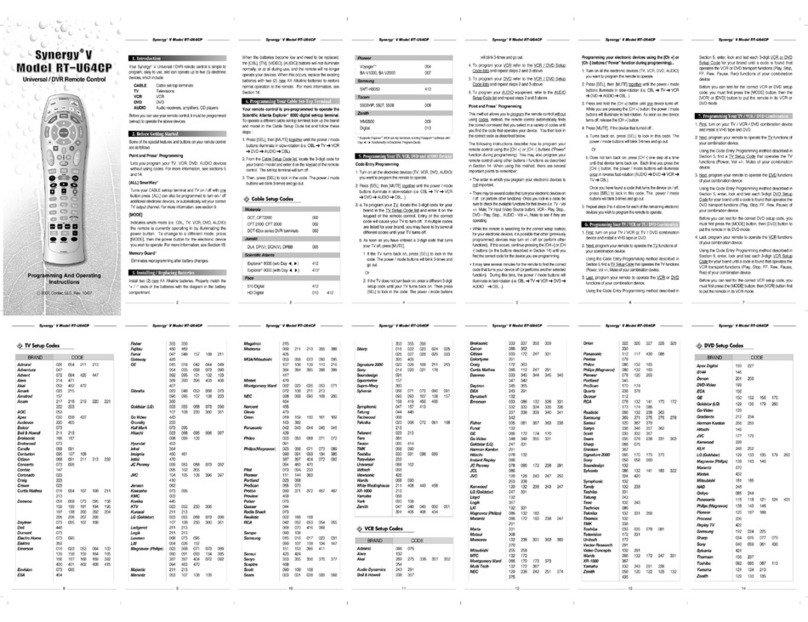 Contec Synergy V RT-U64CP Programming/operating guide