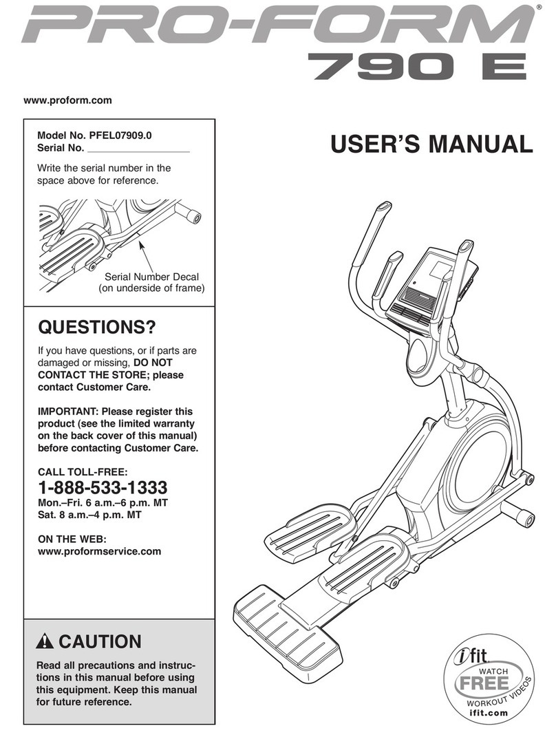 Pro-Form 790e Elliptical User manual Pro-Form 790e Elliptical User manual