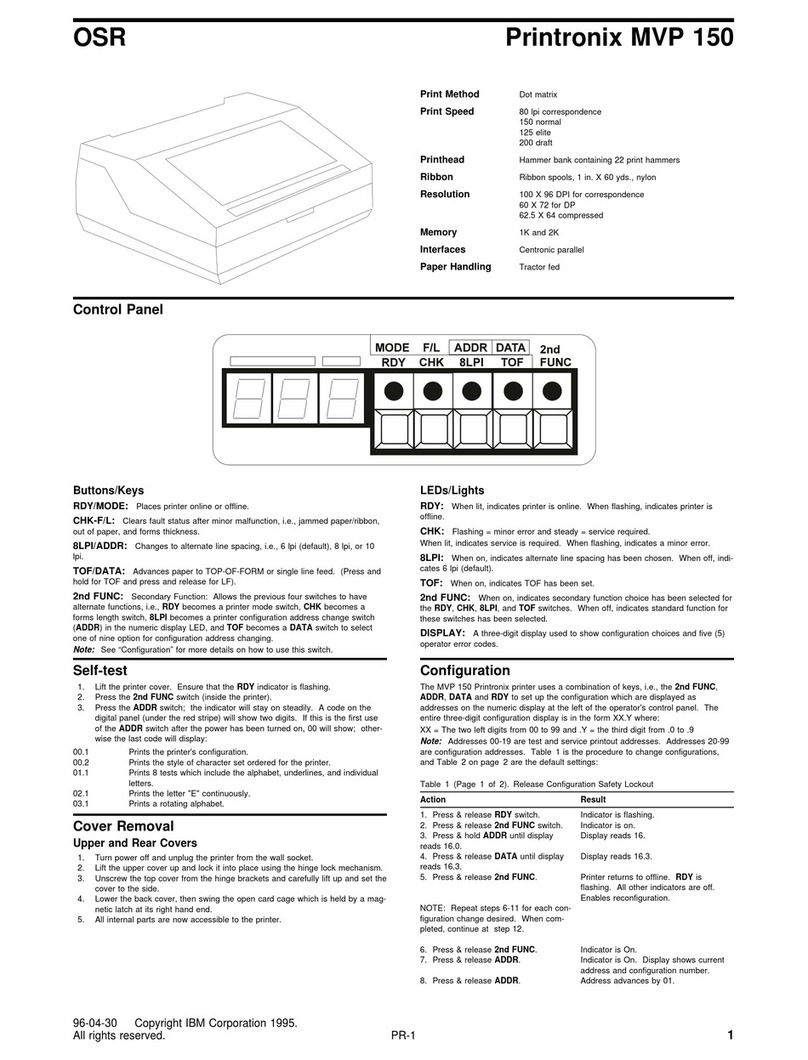 Printronix MVP 150 User manual