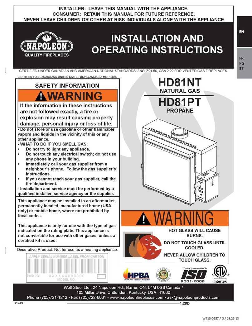 Napoleon HD81NT Installation and operating instructions