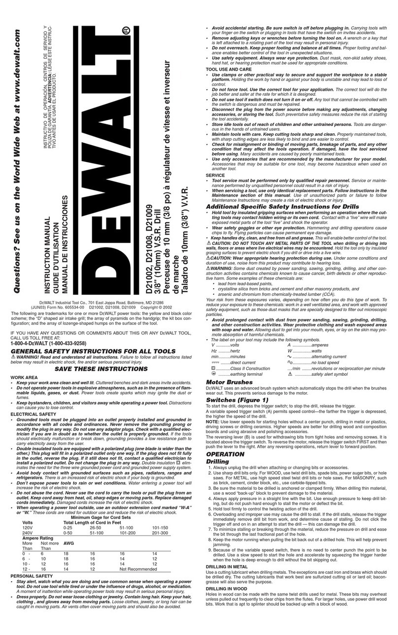 DeWalt D21002 User manual