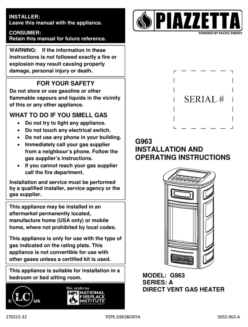 Piazzetta G963 Installation and operating instructions