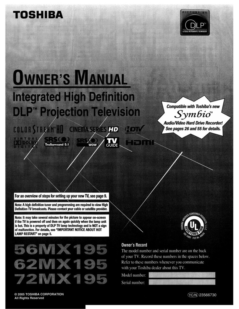 Toshiba 56MX195 - 56" Rear Projection TV User manual