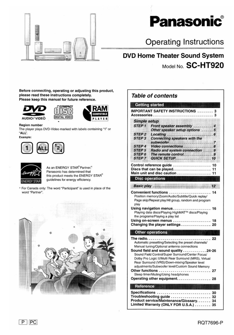 Panasonic SCHT920 - RECEIVER W/5-DISK DV User manual