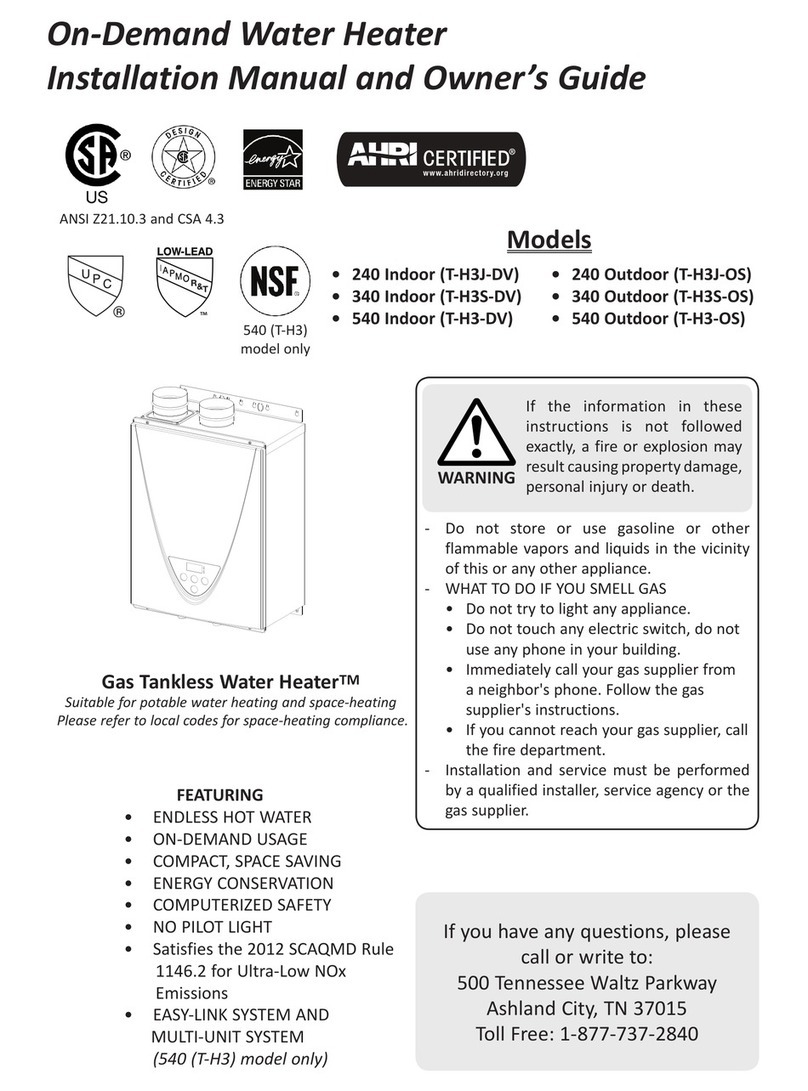 Reliance Water Heaters T-H3J-DV owner's guide