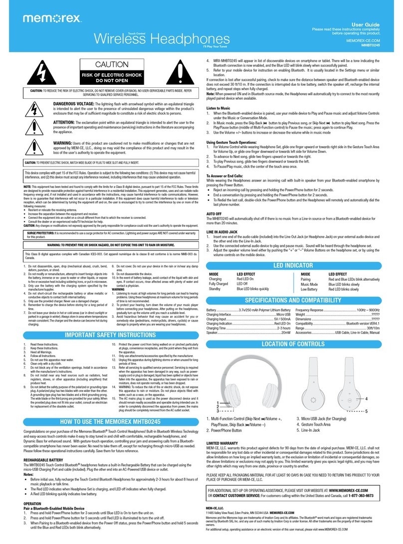 Memorex MHBT0245 User manual