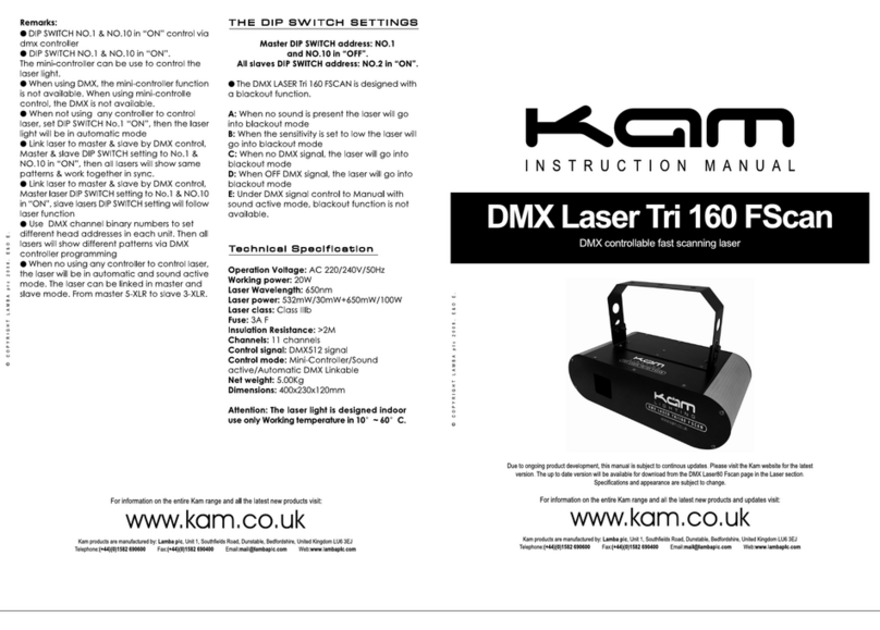 KAM DMX Laser Tri 160 FScan instruction manual KAM DMX Laser Tri 160 FScan instruction manual