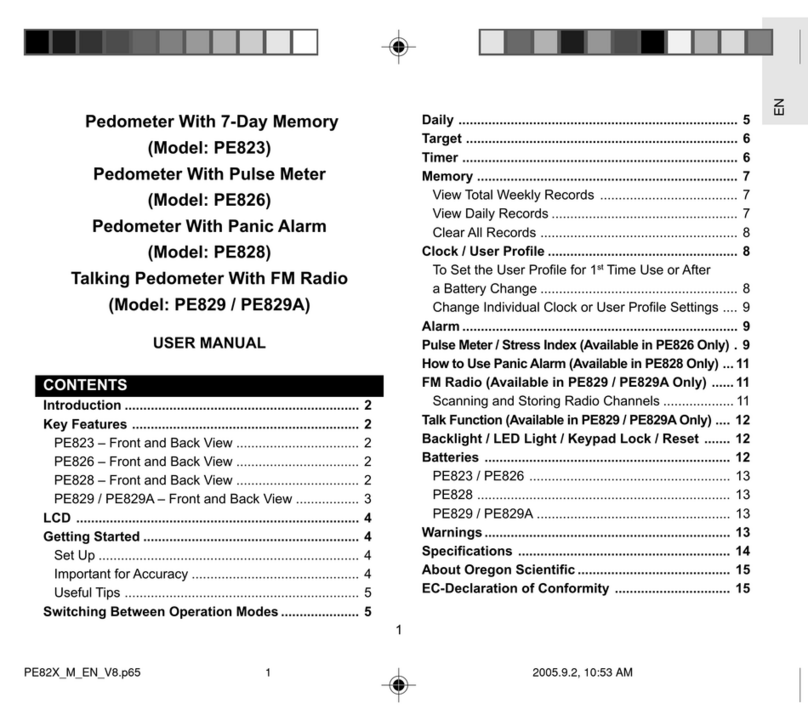 Oregon Scientific PE823 user manual
