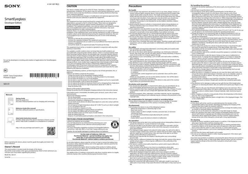 Sony SmartEyeglass SED-E1 Service manual