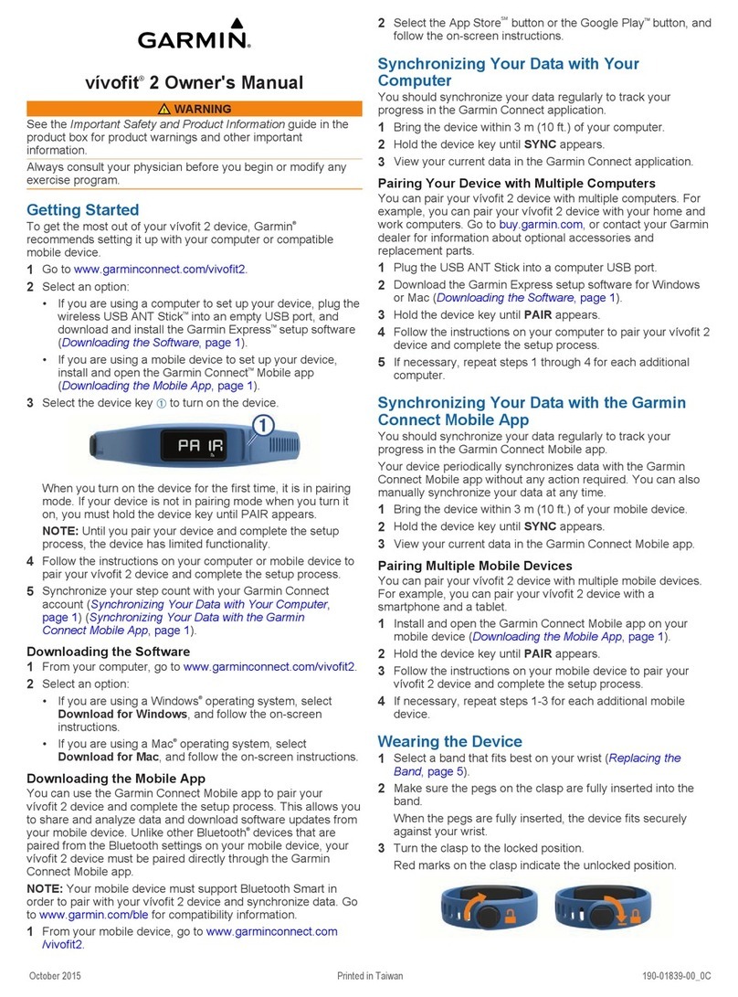 Garmin Vivofit owner's manual