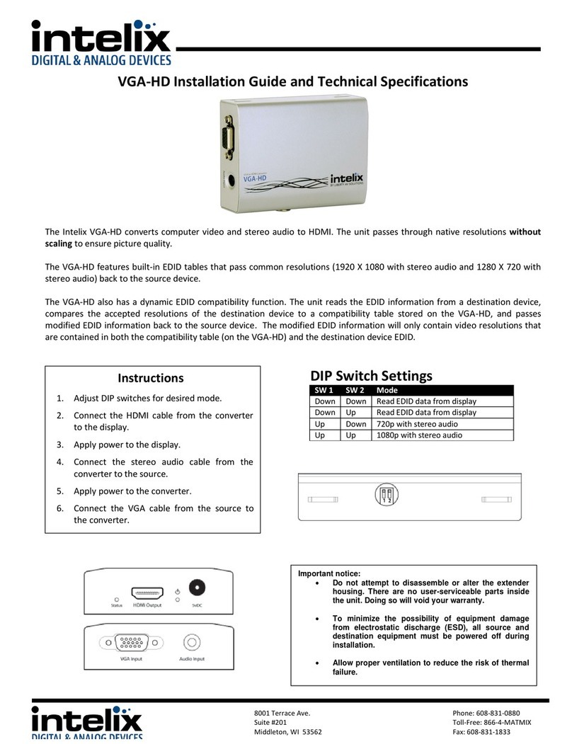 Intelix VGA-HD Installation guide and technical specifications