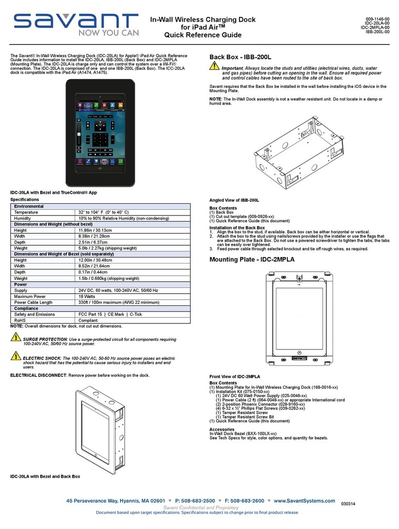 Savant IBB-200L Quick reference guide