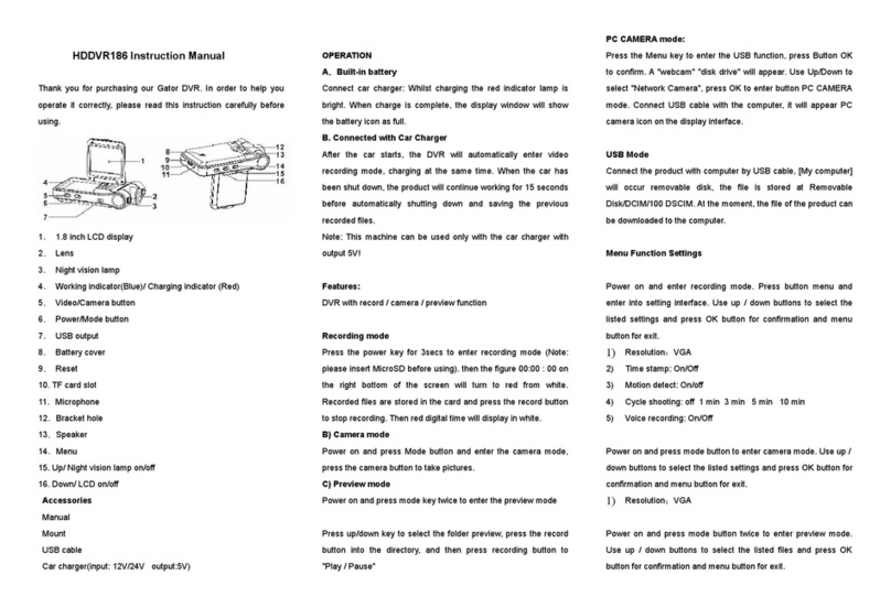 Gator HDDVR186 User manual