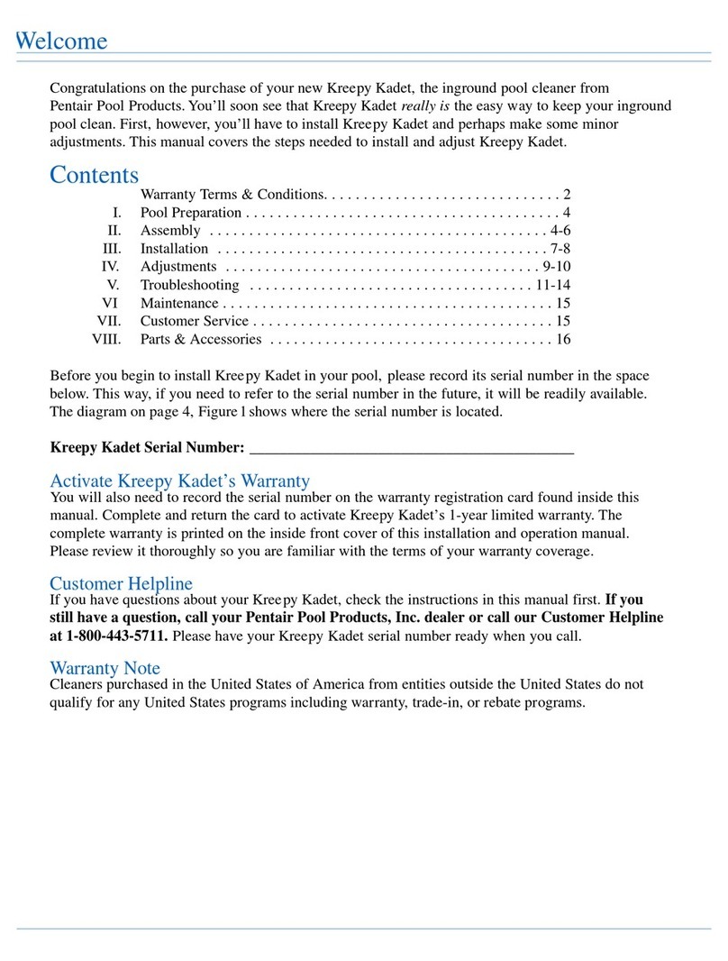 Pentair Pool Products Kreepy kadet owner's manual Pentair Pool Products Kreepy kadet owner's manual
