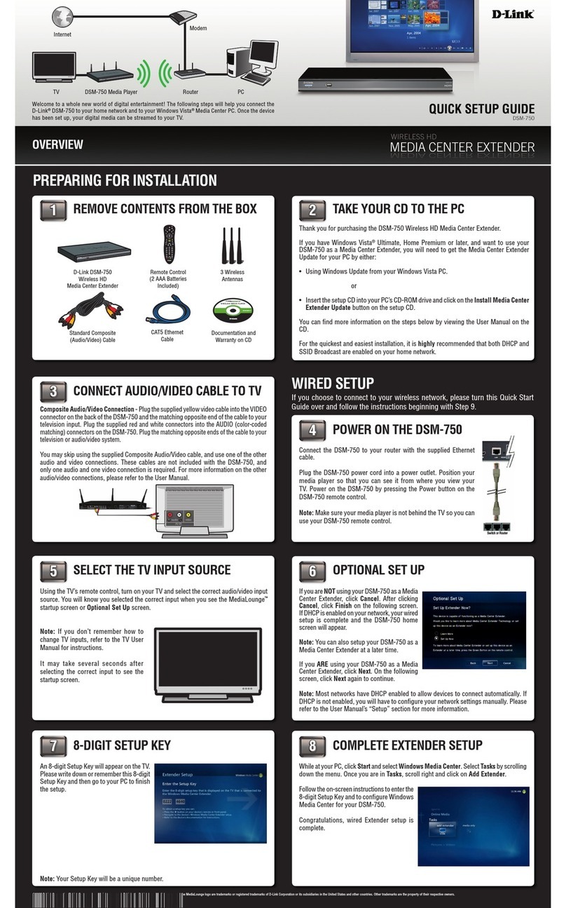 D-Link DSM-750 - MediaLounge High-Definition Draft N Media... User manual D-Link DSM-750 - MediaLounge High-Definition Draft N Media... User manual