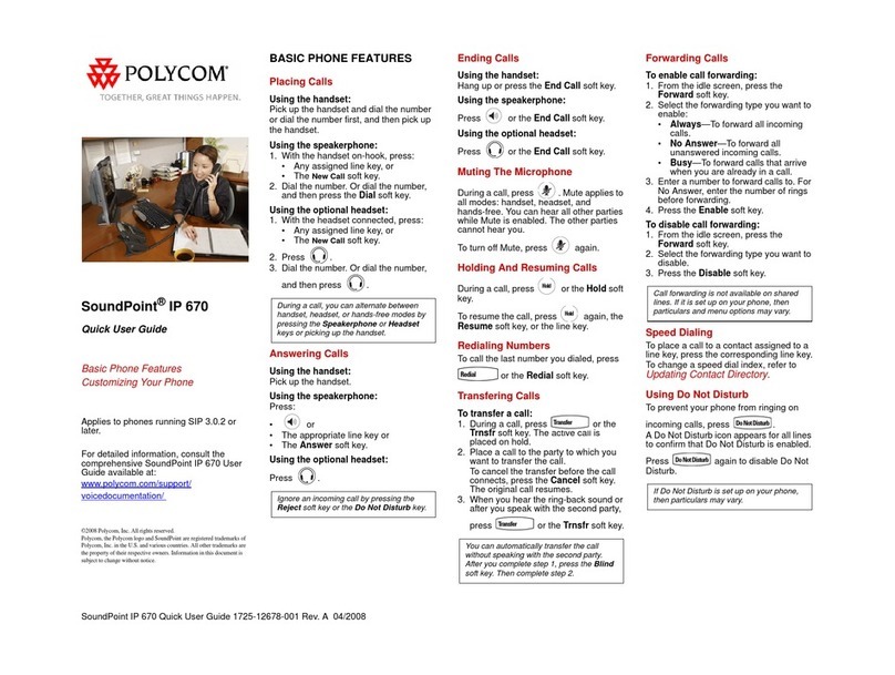 Polycom SoundPoint IP 670 Quick user guide
